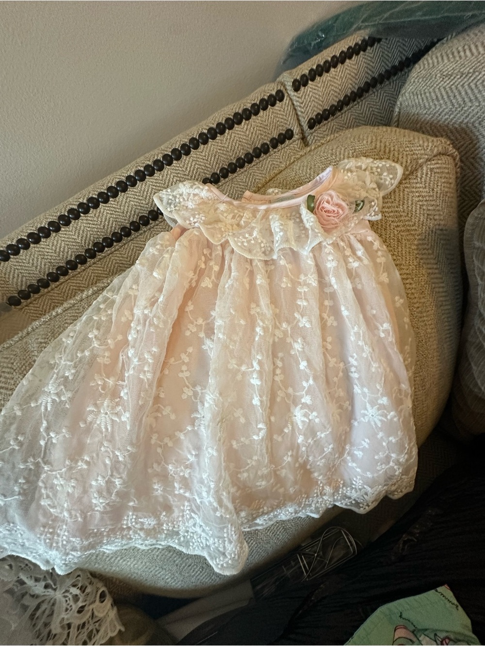 Edgehill Collection Pink Lace Baby Dress